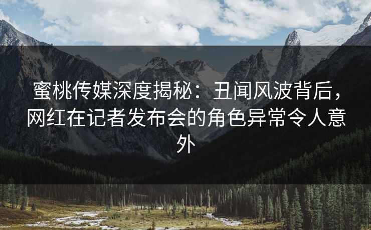 蜜桃传媒深度揭秘：丑闻风波背后，网红在记者发布会的角色异常令人意外