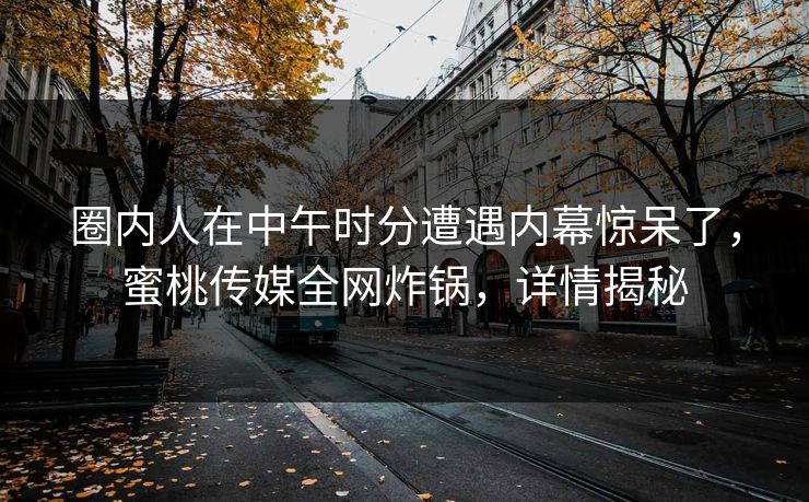 圈内人在中午时分遭遇内幕惊呆了,蜜桃传媒全网炸锅,详情揭秘 圈内人在中午时分遭遇内幕惊呆了,蜜桃传媒全网炸锅,详情揭秘