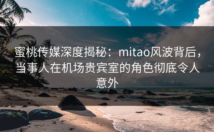 蜜桃传媒深度揭秘：mitao风波背后，当事人在机场贵宾室的角色彻底令人意外